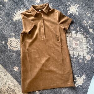 Max Studio Faux Suede Brown Short Sleeve Dress Size M